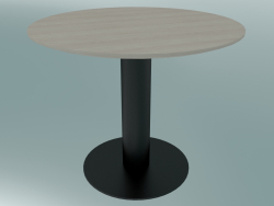 Table à manger In Between (SK11, Ø90cm, H 73cm, Noir mat, Chêne teinté blanc)