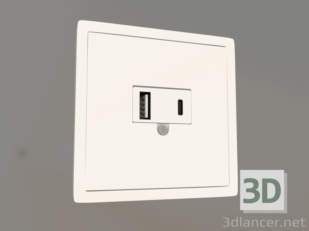 3d model USB charger (3.1A, type A; C, white, DA27603) R98 - preview