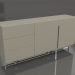 3d модель Буфет, отделка глянцевый серо-бежевый лак, полированная сталь (180x41.6x85 см) – превью