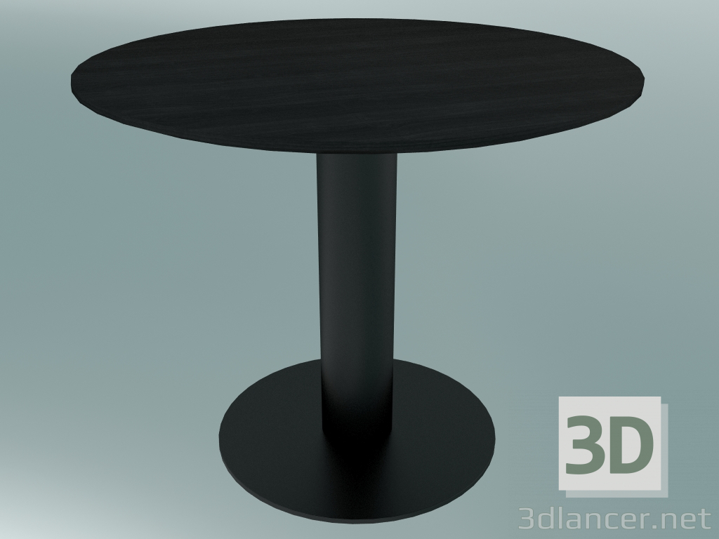 modello 3D Tavolo da pranzo In Between (SK11, Ø90cm, H 73cm, Nero opaco, Rovere tinto nero) - anteprima