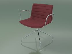 Cadeira 0209 (giratória, com braços, cromada, com estofo em tecido)