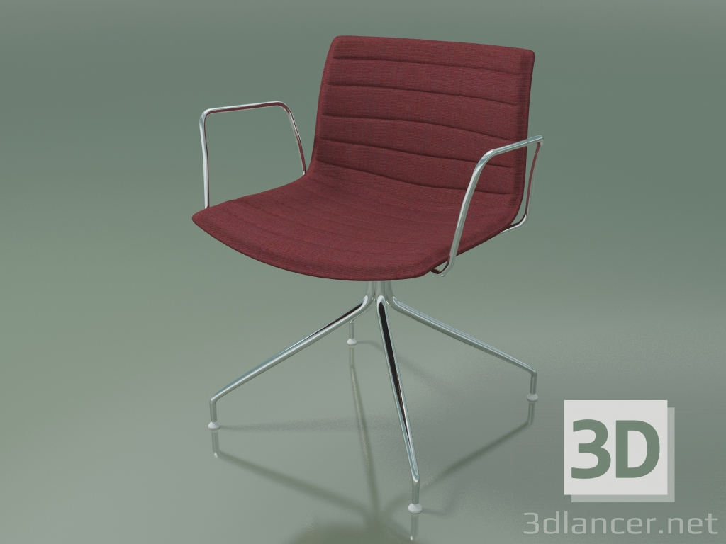 3d model Chair 0209 (swivel, with armrests, chrome, with fabric upholstery) - preview