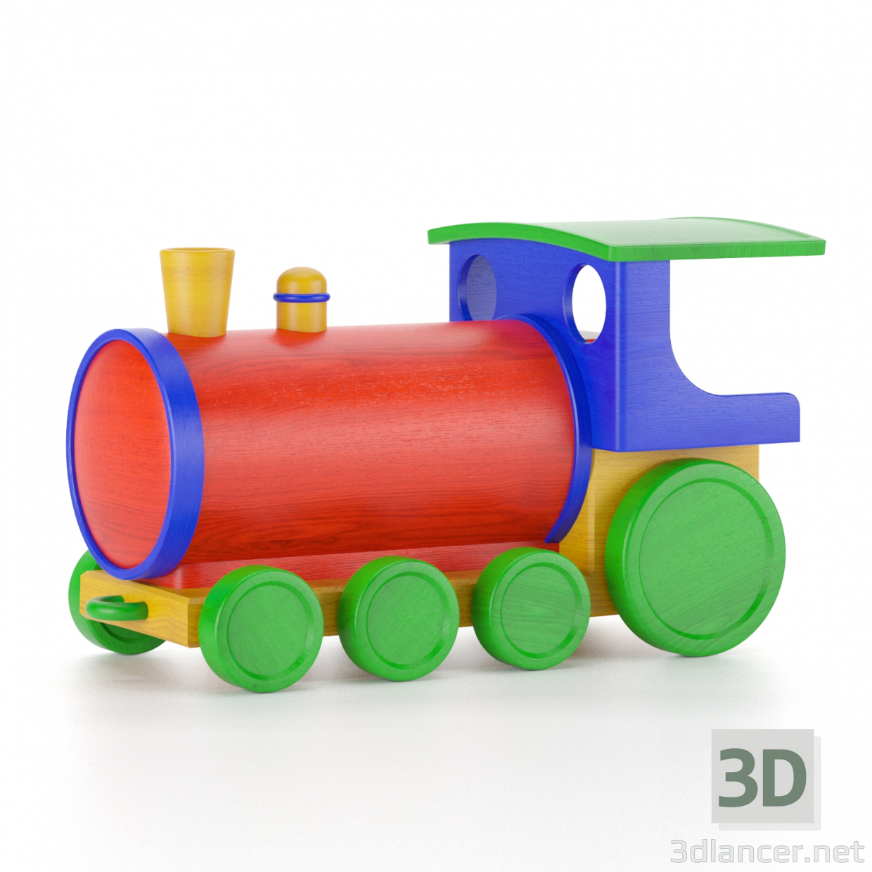 Spielzeugeisenbahn aus Holz 3D-Modell kaufen - Rendern