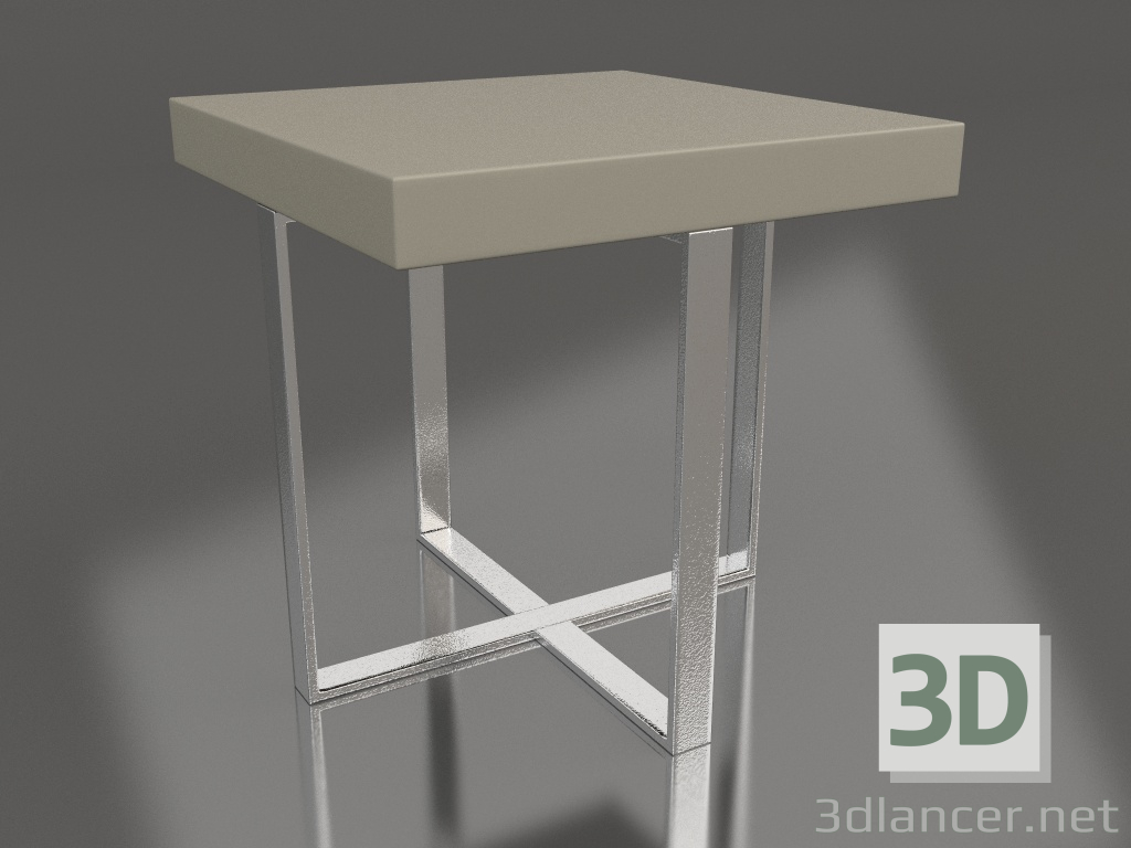 3d модель Приставной столик, отделка глянцевый серо-бежевый лак, полированная сталь (50x50x50 см). – превью