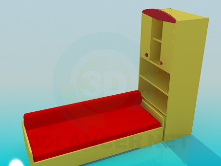 3d model Sofa with cabinet - preview 3d model Sofa with cabinet - preview