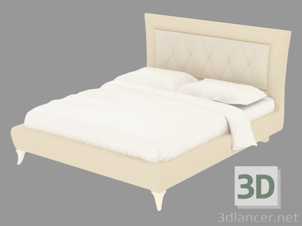 3d model cama doble con cuero guarnecido LTTOD2-187 - vista previa