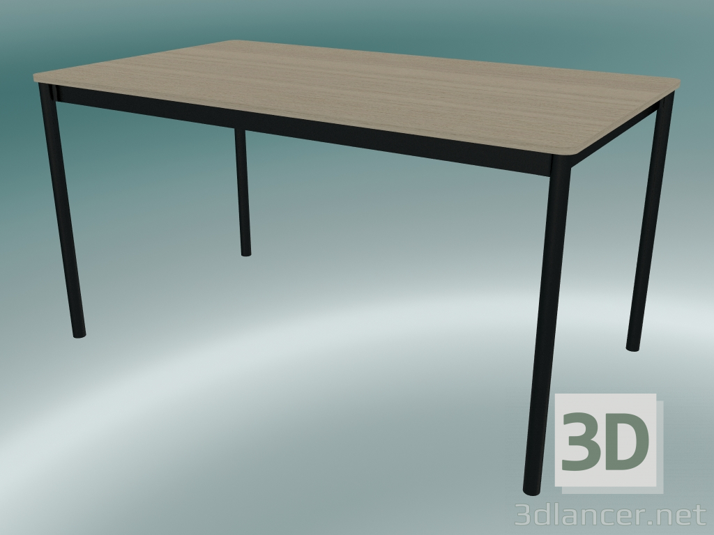 3D Modell Rechteckiger Tischfuß 140x80 cm (Eiche, Schwarz) - Vorschau