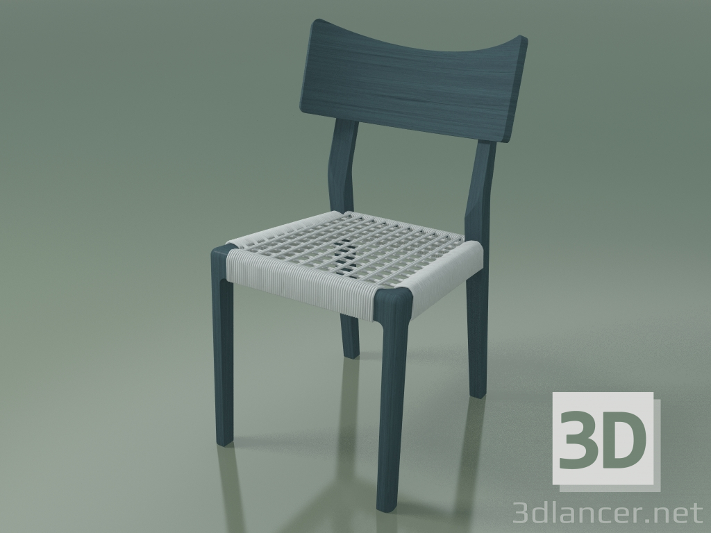 modèle 3D Chaise (21, tissé blanc, laqué bleu Air Force) - preview