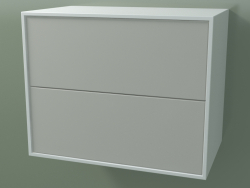 Double drawer (8AUBCA01, Glacier White C01, HPL P02, L 60, P 36, H 48 cm)