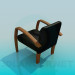 3d модель Кресло с деревянными подлокотниками – превью