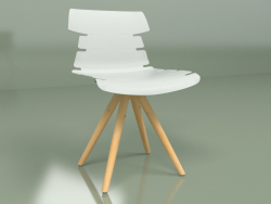 Return chair with wooden legs (white)