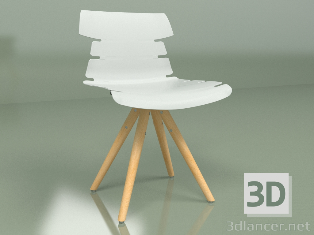 modèle 3D Chaise Return avec pieds en bois (blanc) - preview