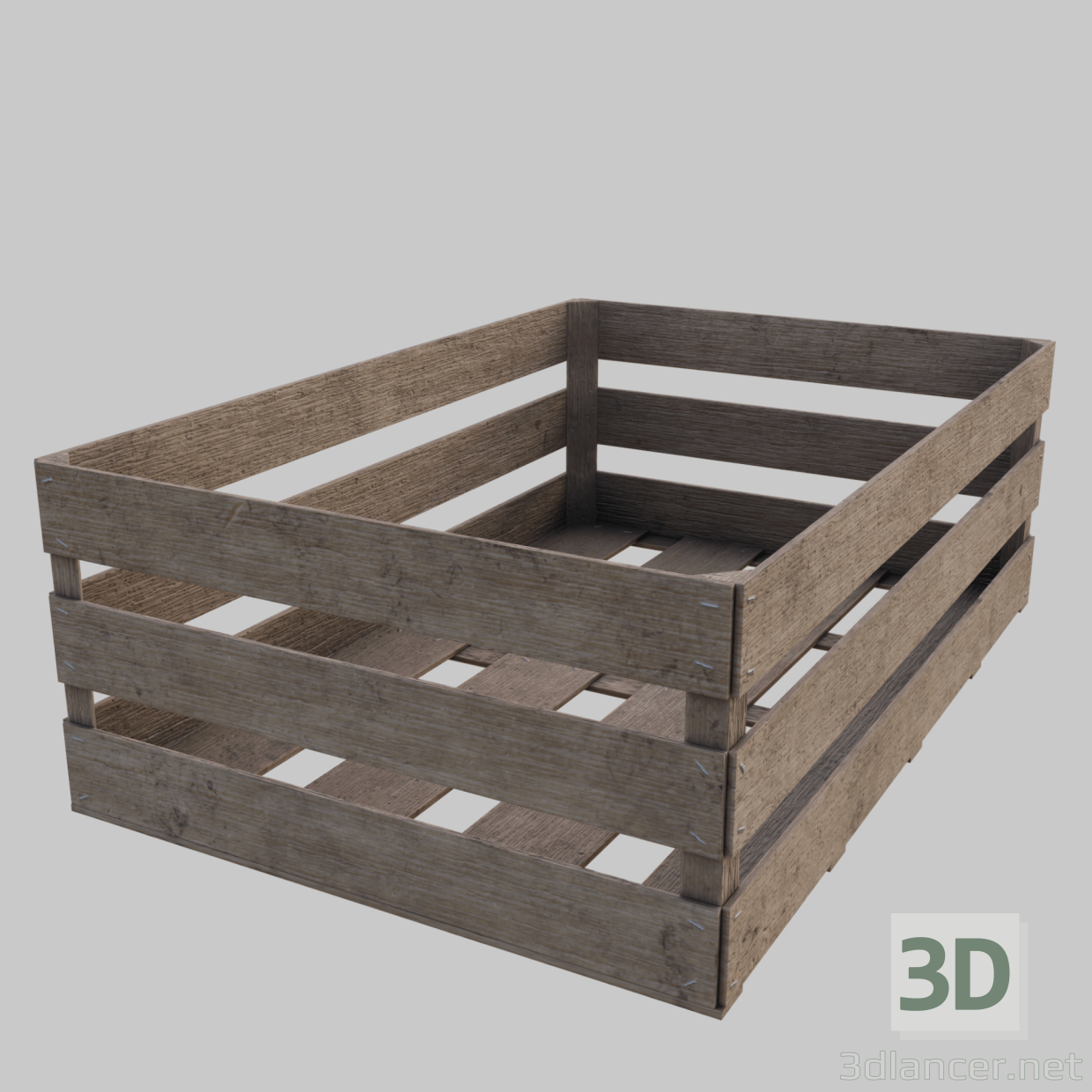 caja de madera 3D modelo Compro - render