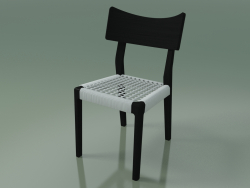 कुर्सी (21, सफेद बुना हुआ, काला लाख)