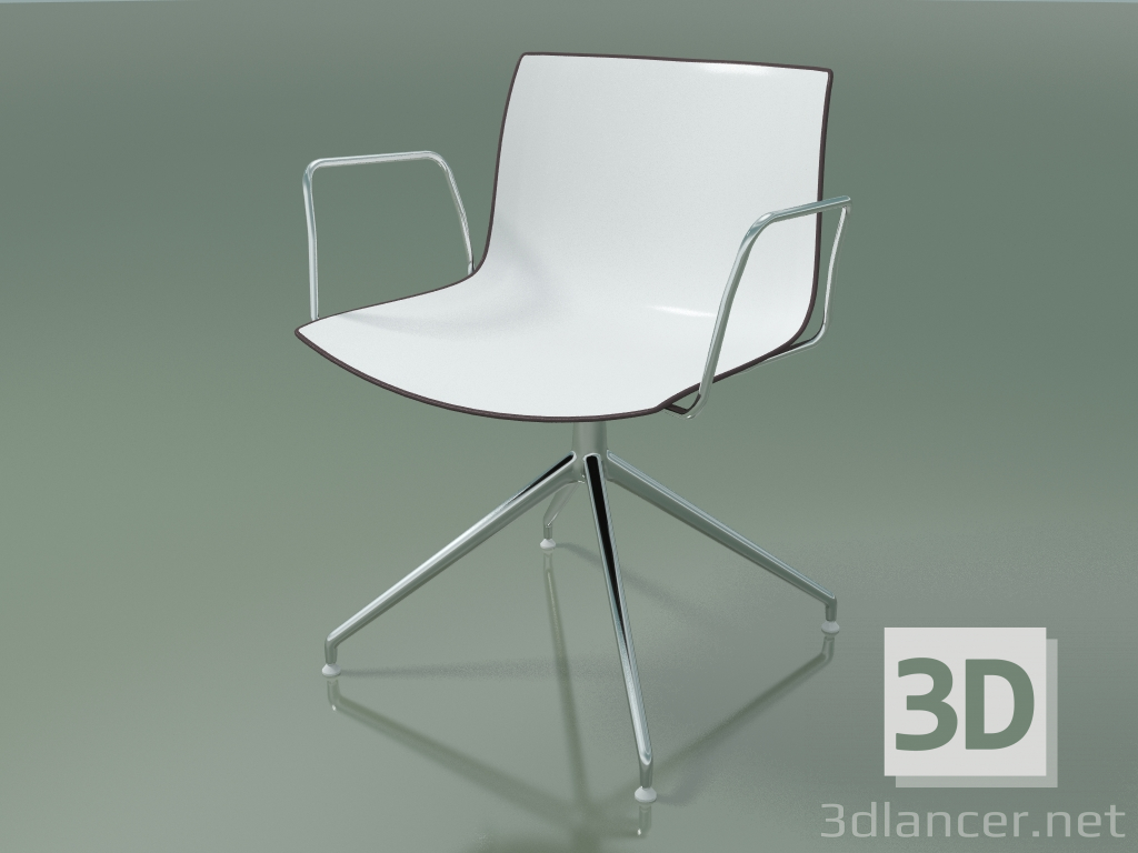 modèle 3D Chaise 2054 (pivotante, avec accoudoirs, LU1, polypropylène bicolore) - preview
