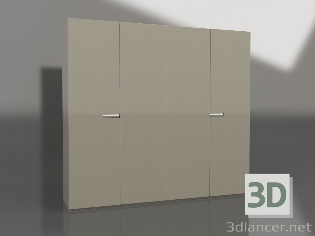 Modelo 3d Guarda-roupa com acabamento em laca cinza-bege brilhante (240x61x220 cm) - preview