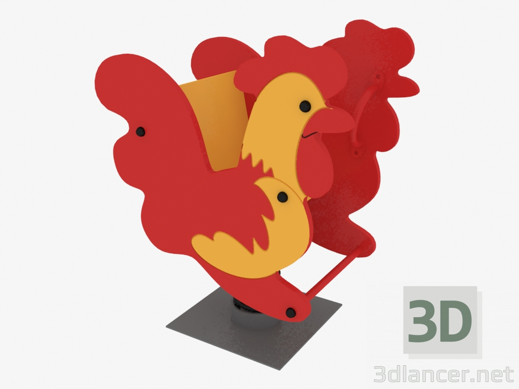 3d model Silla mecedora de un gallo de juegos infantiles (6115) - vista previa