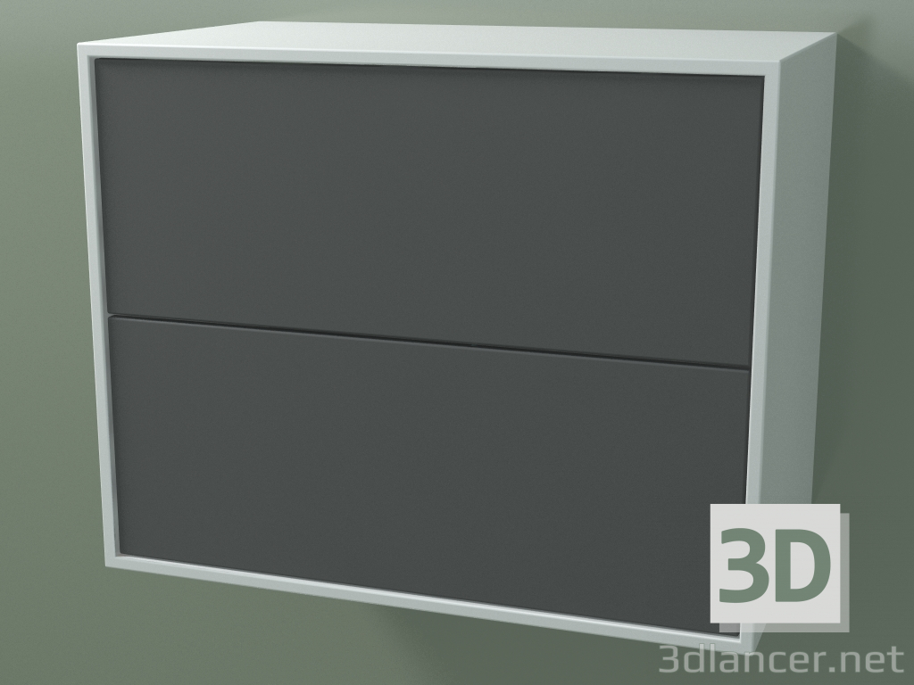 modèle 3D Tiroir double (8AUBCA01, Glacier White C01, HPL P05, L 60, P 36, H 48 cm) - preview