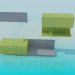 modèle 3D Paquet: table de chevet avec étagères - preview