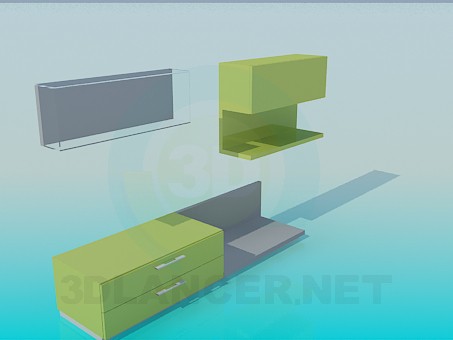 3d модель Комплект: тумба с полками – превью 3d модель Комплект: тумба с полками – превью