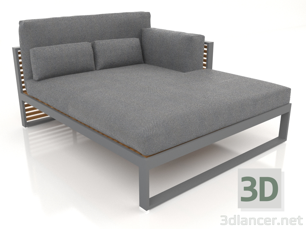 modèle 3D Canapé modulable XL, section 2 droite, dossier haut, bois artificiel (Anthracite) - preview