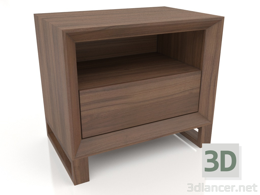 3d модель Прикроватная тумбочка, отделка шпон ореха F (59.5x39.5x53 см) – превью