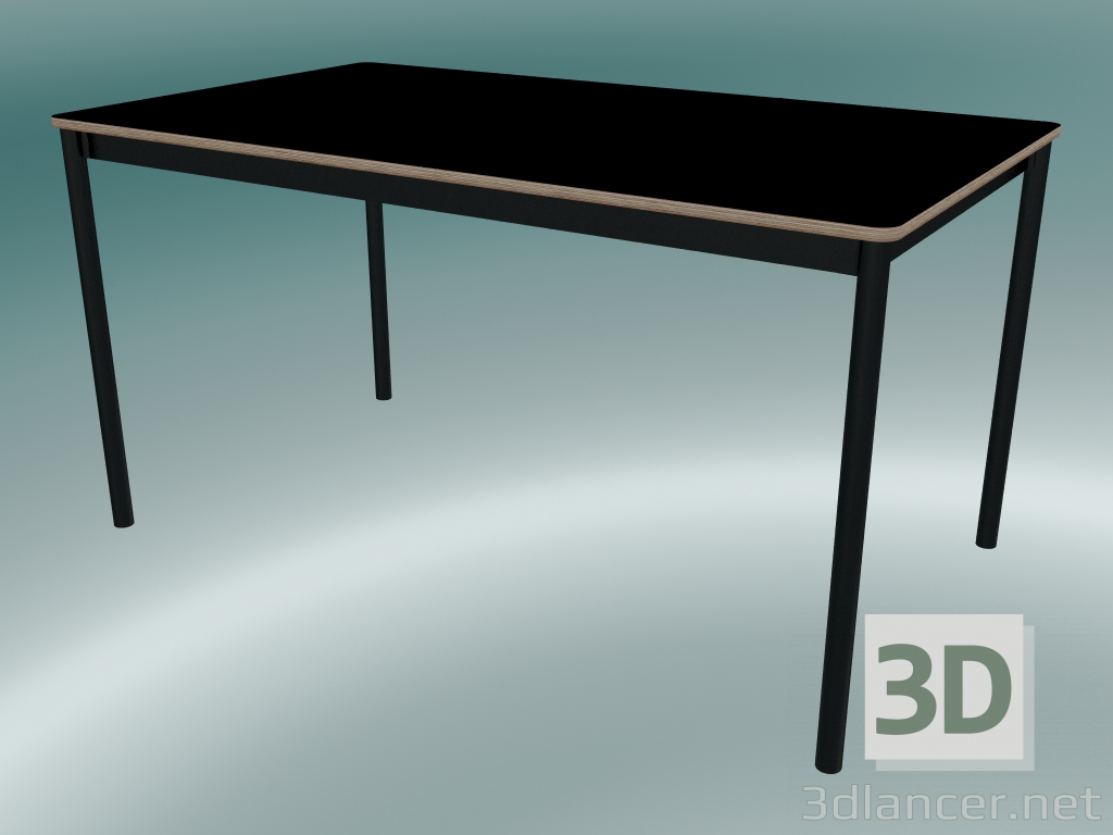 3d model Rectangular table Base 140x80 cm (Black, Plywood, Black) - preview