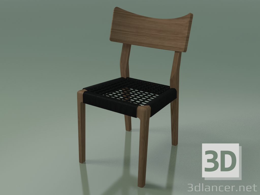 modèle 3D Chaise (21, tissé noir, noyer américain laqué naturel) - preview