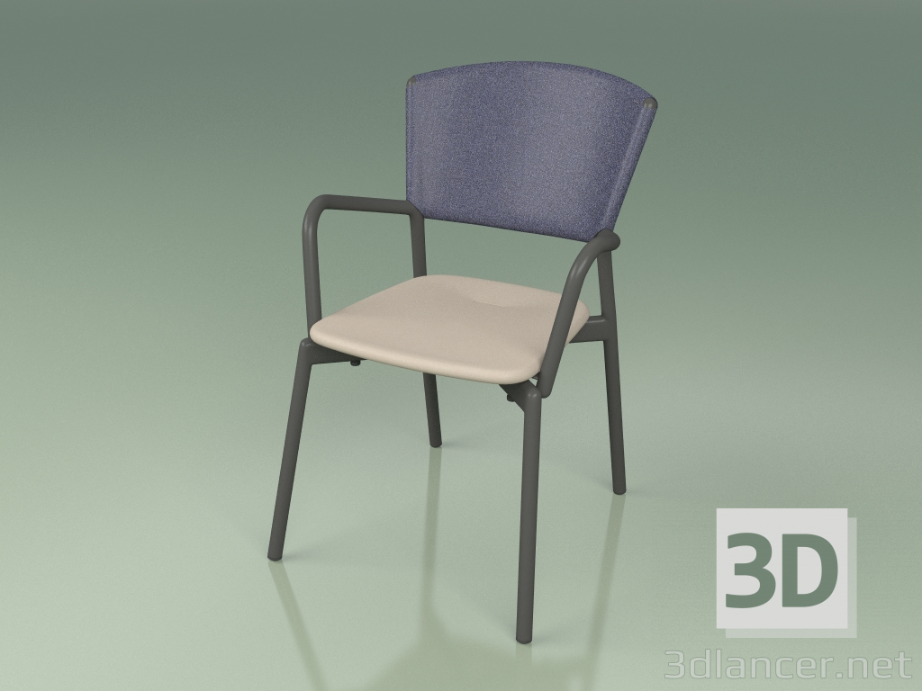 modello 3D Sedia 021 (Metallo Fumo, Blu, Mole in Resina Poliuretanica) - anteprima