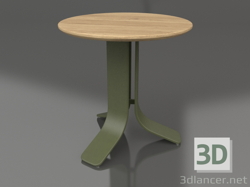 modello 3D Tavolino Ø50 (Verde oliva, Legno di Iroko) - anteprima