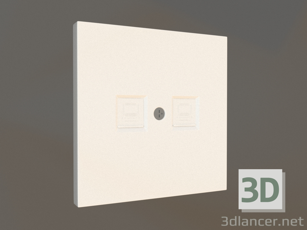 3d model Computer socket double RJ45 (white, DA86903) R98 - preview