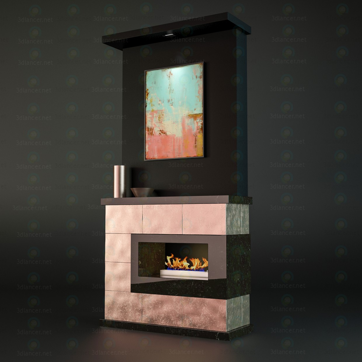 3d model fireplace - preview