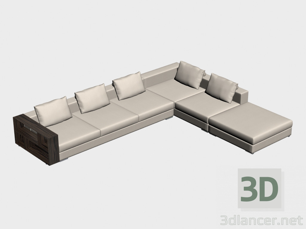 modèle 3D Canapé Infiniti (coin, avec des étagères, 349h447) - preview