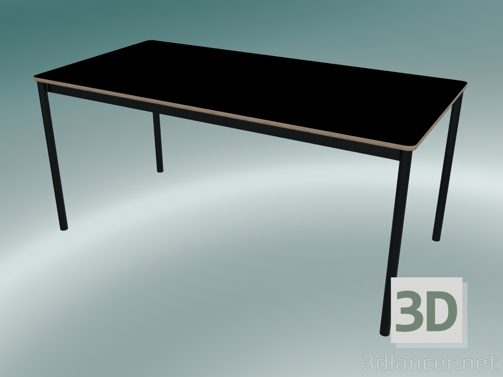 modello 3D Tavolo rettangolare Base 160x80 cm (Nero, Compensato, Nero) - anteprima