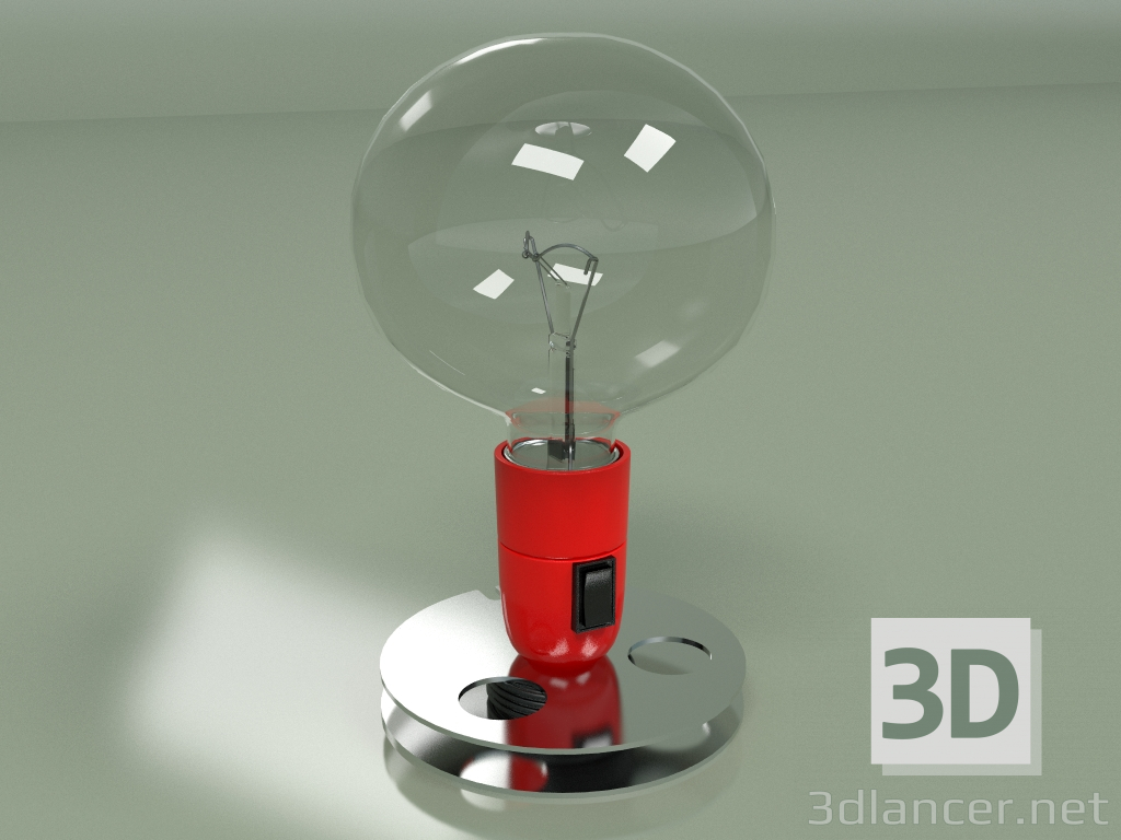 modello 3D Lampada da tavolo Lampadina ED (rossa) - anteprima