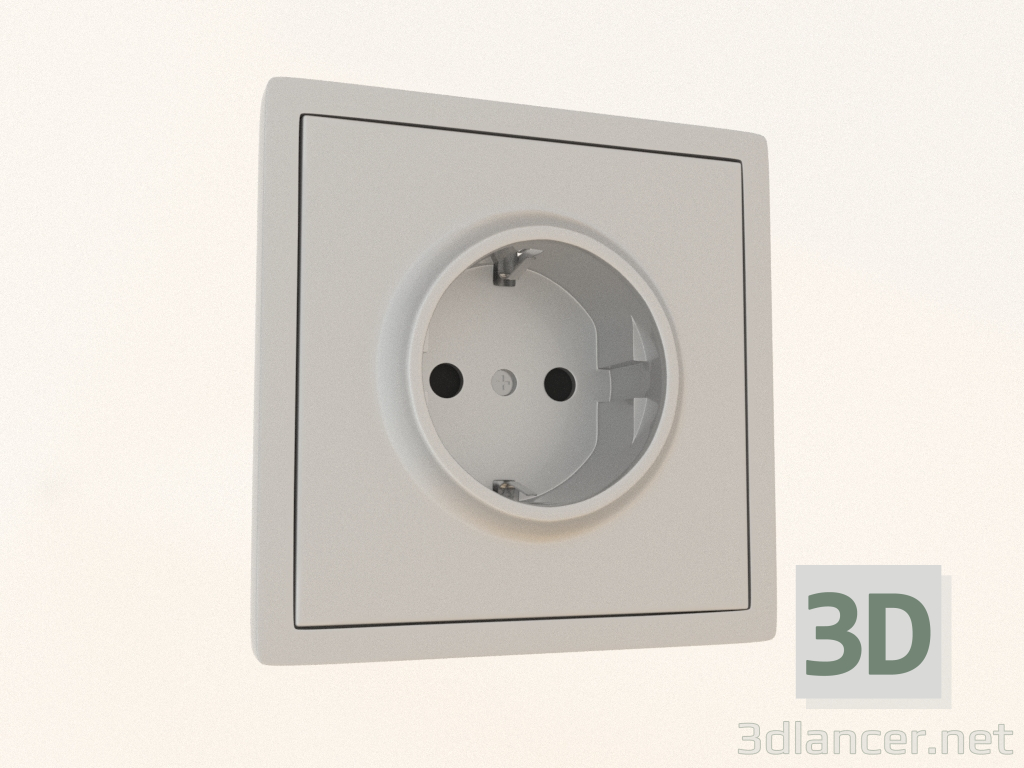 3d model Toma con toma de tierra y persianas Schuko (16A, 250V, con tornillos, aluminio, DA22026) R98 - vista previa