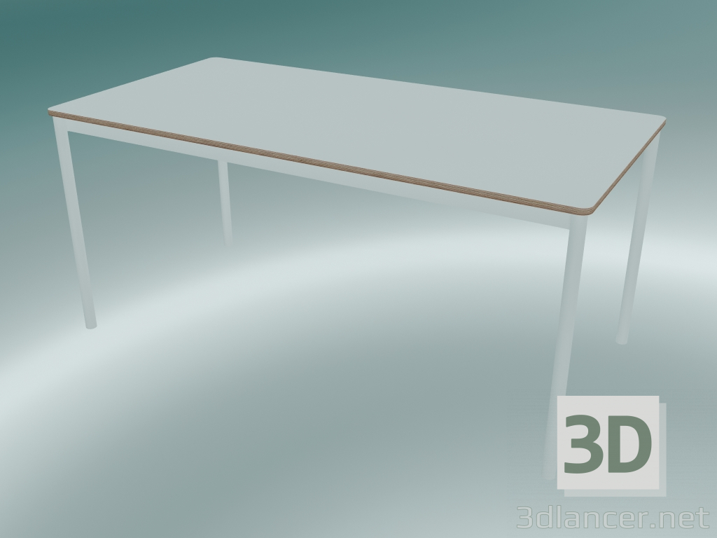 modello 3D Tavolo rettangolare Base 160x80 cm (Bianco, Compensato, Bianco) - anteprima