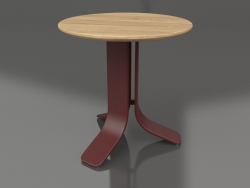 Coffee table Ø50 (Wine red, Iroko wood)