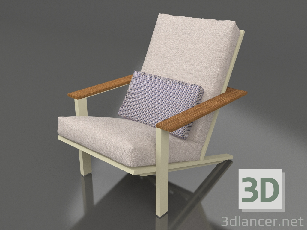 modèle 3D Fauteuil lounge club (Or) - preview