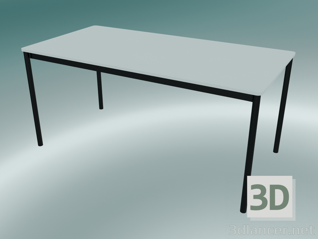 3d model Mesa rectangular Base 160x80 cm (Blanco, Negro) - vista previa