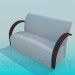 3 डी मॉडल लकड़ी armrests के साथ सोफा - पूर्वावलोकन