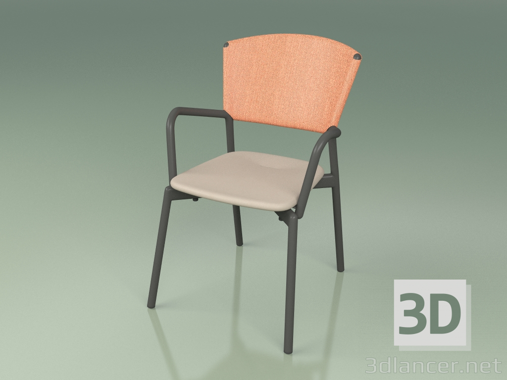 modello 3D Sedia 021 (Metallo Fumo, Arancio, Mole in Resina Poliuretanica) - anteprima