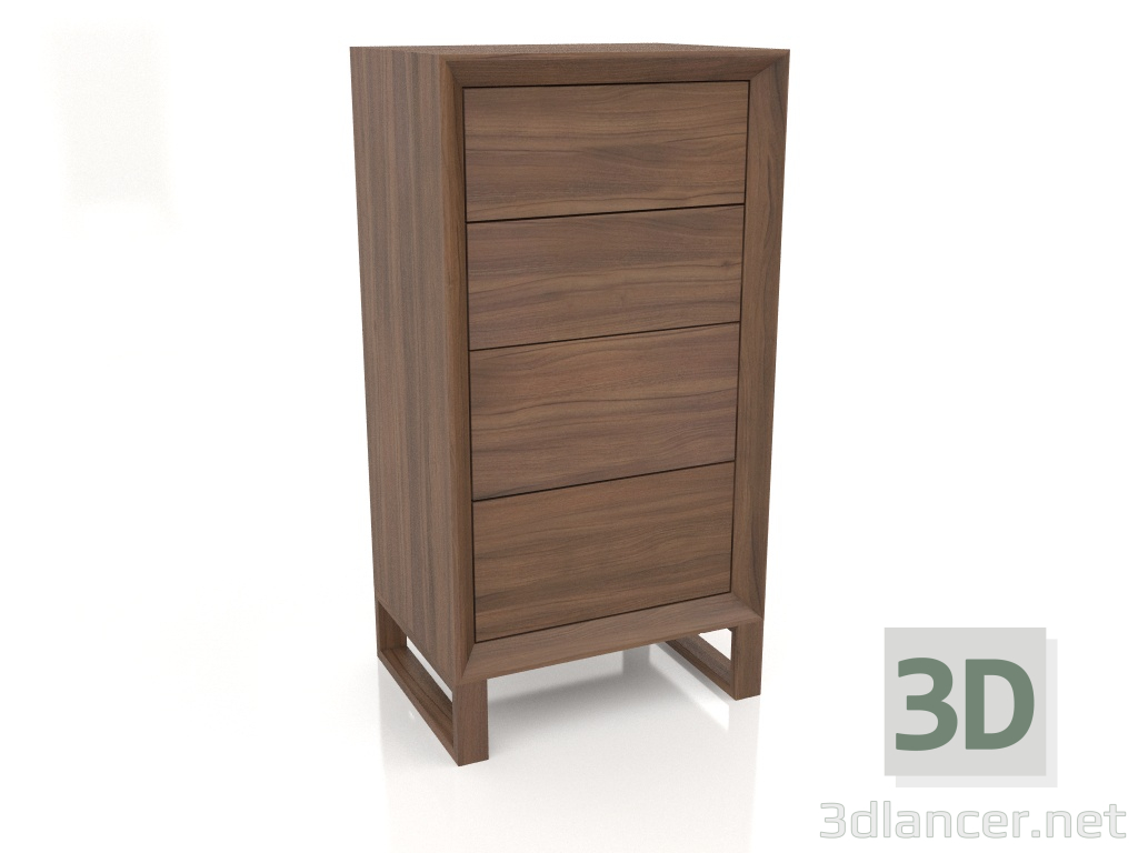 3d model Tall chest of drawers, walnut veneer finish F (59.5x45x115 cm) - preview
