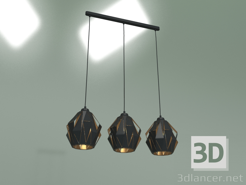 modello 3D Lampada a sospensione Moire 50137-3 (nero) - anteprima