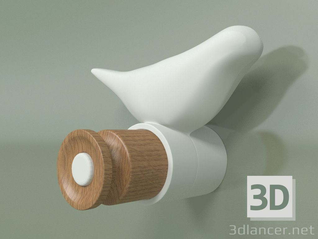 modello 3D Appendiabiti da parete Bird (bianco) - anteprima