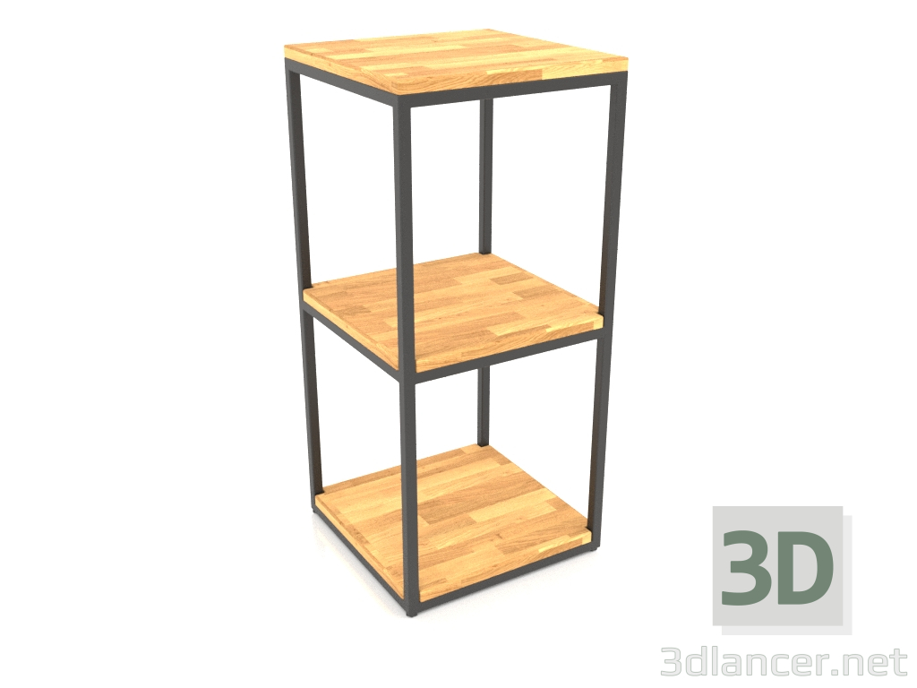 modello 3D Mensola-consolle quadrata (PAVIMENTO LEGNO, 40x40x86, 3 ripiani) - anteprima