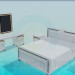 3D modeli Mobilya yatak odasında kümesi - önizleme