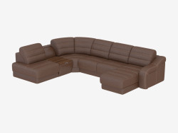 sofá de canto de couro com um bar