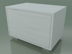 Bedside table with 2 drawers (51, Brushed Steel Feet, Glossy White)