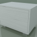 3D Modell Nachttisch mit 2 Schubladen (51, gebürstete Stahlfüße, glänzend weiß) - Vorschau